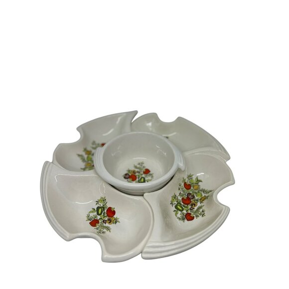 VTG California Orig. Divided Pottery Serving Dish - Chip & Dip Platter - MCM USA - Picture 1 of 10